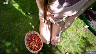 Young pussy swallowed hard cock up to the balls in the cherry garden _ Nigonika porn 2023.mp4