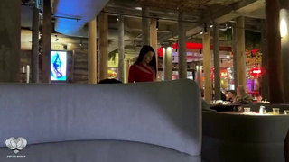 Came on a date with LUSH VIBRO TOY in pussy, public MASTURBATE under the table.mp4