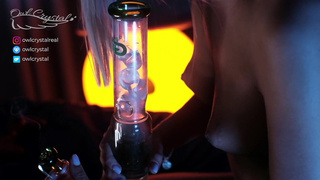 SKIP Nice boobs cutie deepthroat cock with weed smoke. Happy 420.mp4