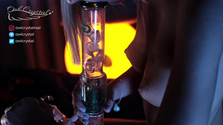 SKIP Nice boobs cutie deepthroat cock with weed smoke. Happy 420.mp4