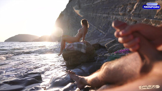 DICK FLASH on a nudist beach: Stranger caught me jerking off and helped me cum.mp4