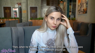 Девчонка не сдерживает стоны в людном месте