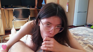 Teen Sloppy Blowjob Ball Sucking & Titfuck Sweet Cumshot with finished on her chest! 4K